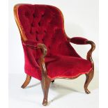 VICTORIAN 19TH CENTURY MAHOGANY LIBRARY ARMCHAIR