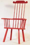 VINTAGE 20TH CENTURY RED PAINTED WELSH STICK CHAIR