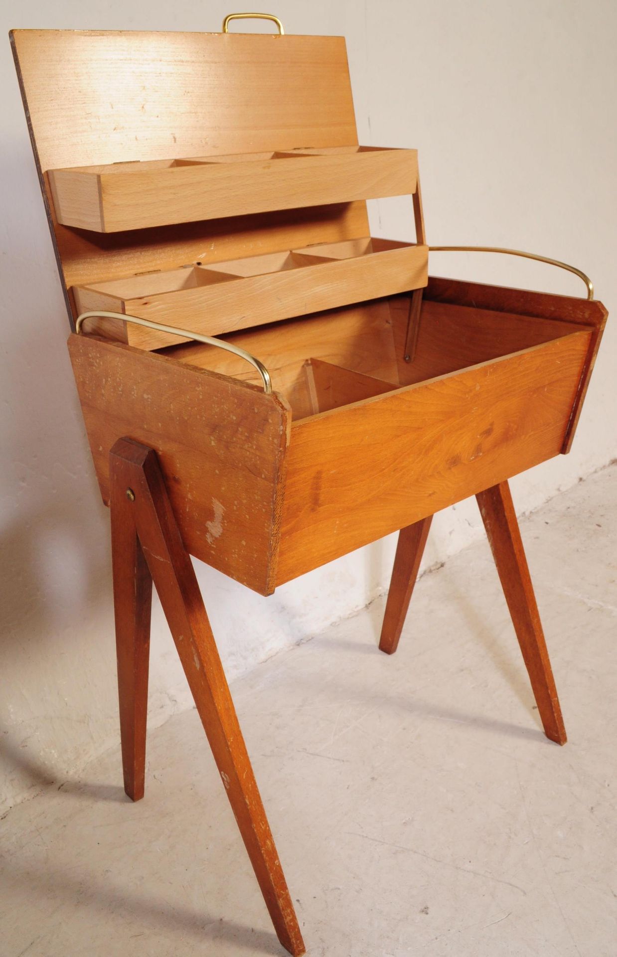 RETRO MID CENTURY TEAK METAMORPHIC SEWING BOX - Image 4 of 5