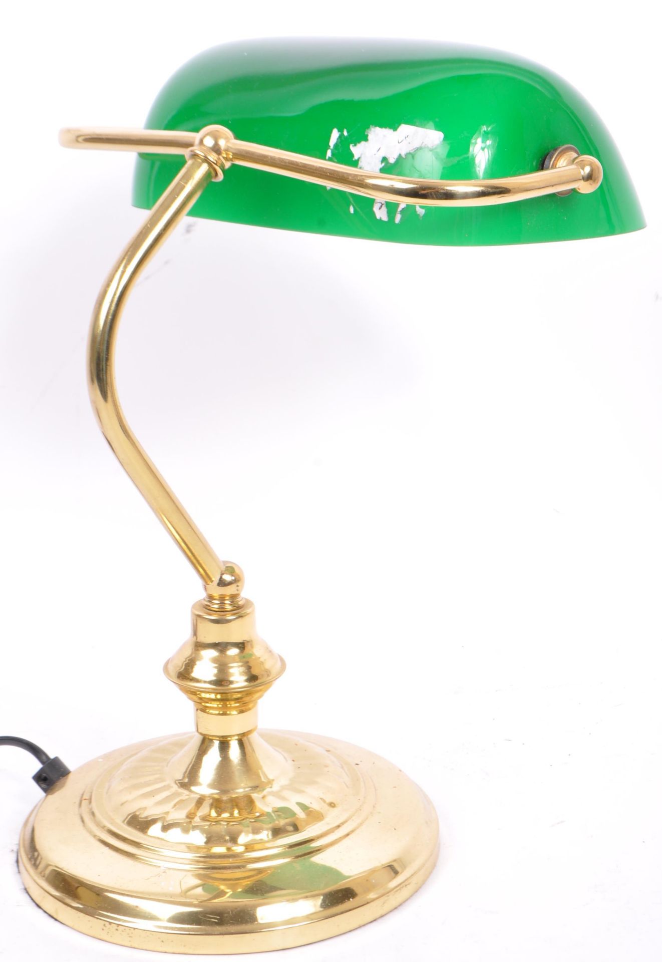 20TH CENTURY 1920S STYLE GLASS & BRASS BANKERS LAMP - Image 5 of 5
