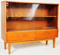 RETRO MID CENTURY TEAK GLAZED DISPLAY BOOKCASE CABINET