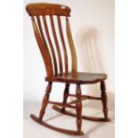 19TH CENTURY VICTORIAN BEECH & ELM WINDSOR ROCKING CHAIR