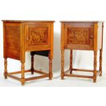 PAIR OF OAK TUDOR STYLE BEDSIDE CABINETS / NIGHTSTANDS