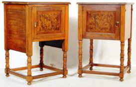 PAIR OF OAK TUDOR STYLE BEDSIDE CABINETS / NIGHTSTANDS