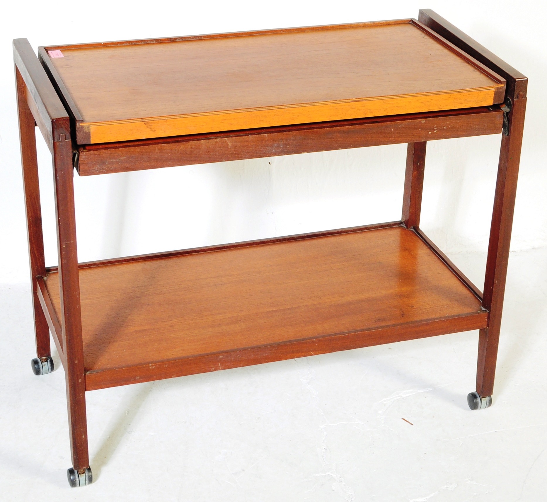 BRITISH MODERN DESIGN - MID CENTURY TEAK WOOD SERVING TROLLEY - Image 3 of 6