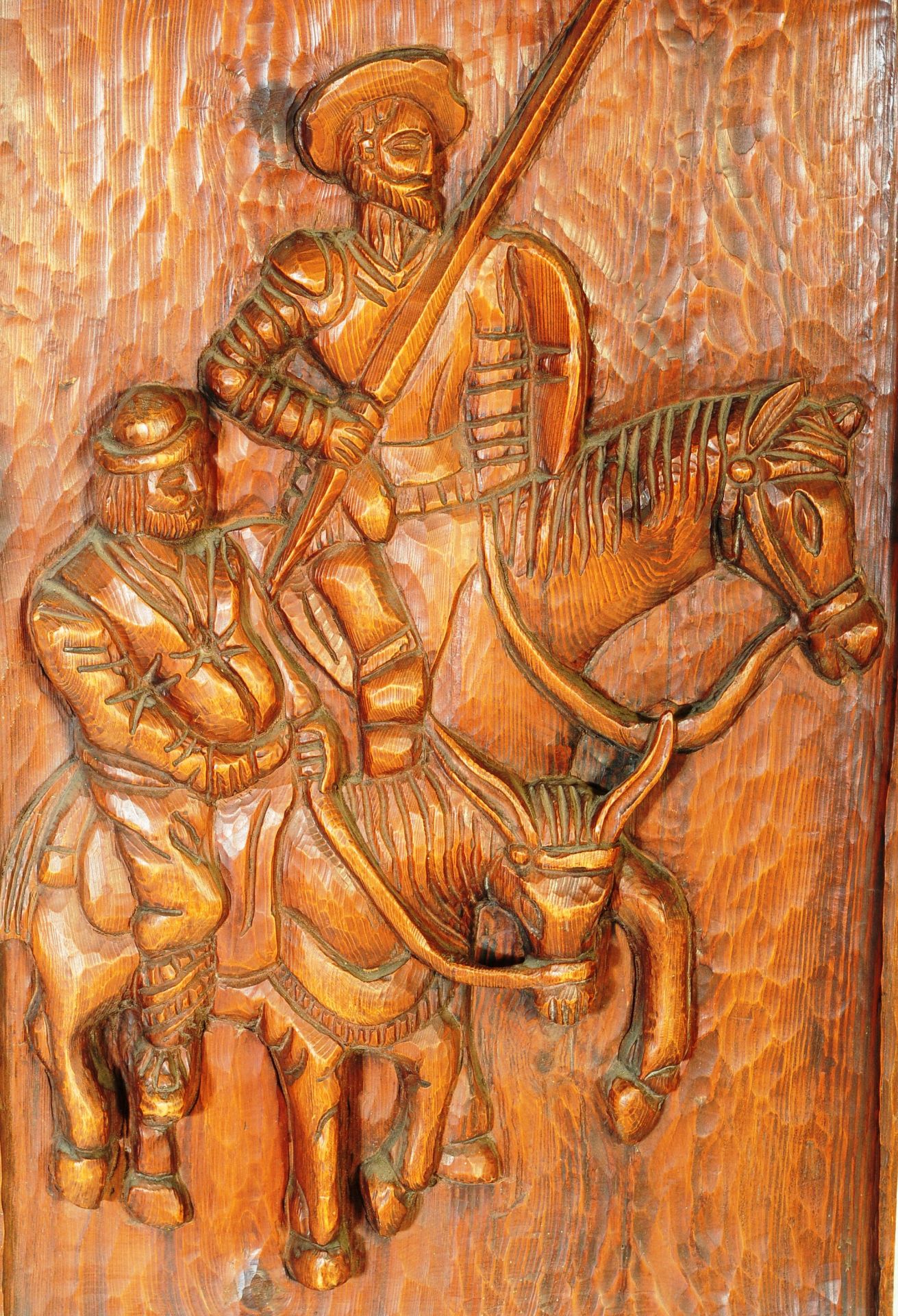 VINTAGE 20TH CENTURY CARVED OAK PANEL OF DON QUIXOTE - Image 2 of 3