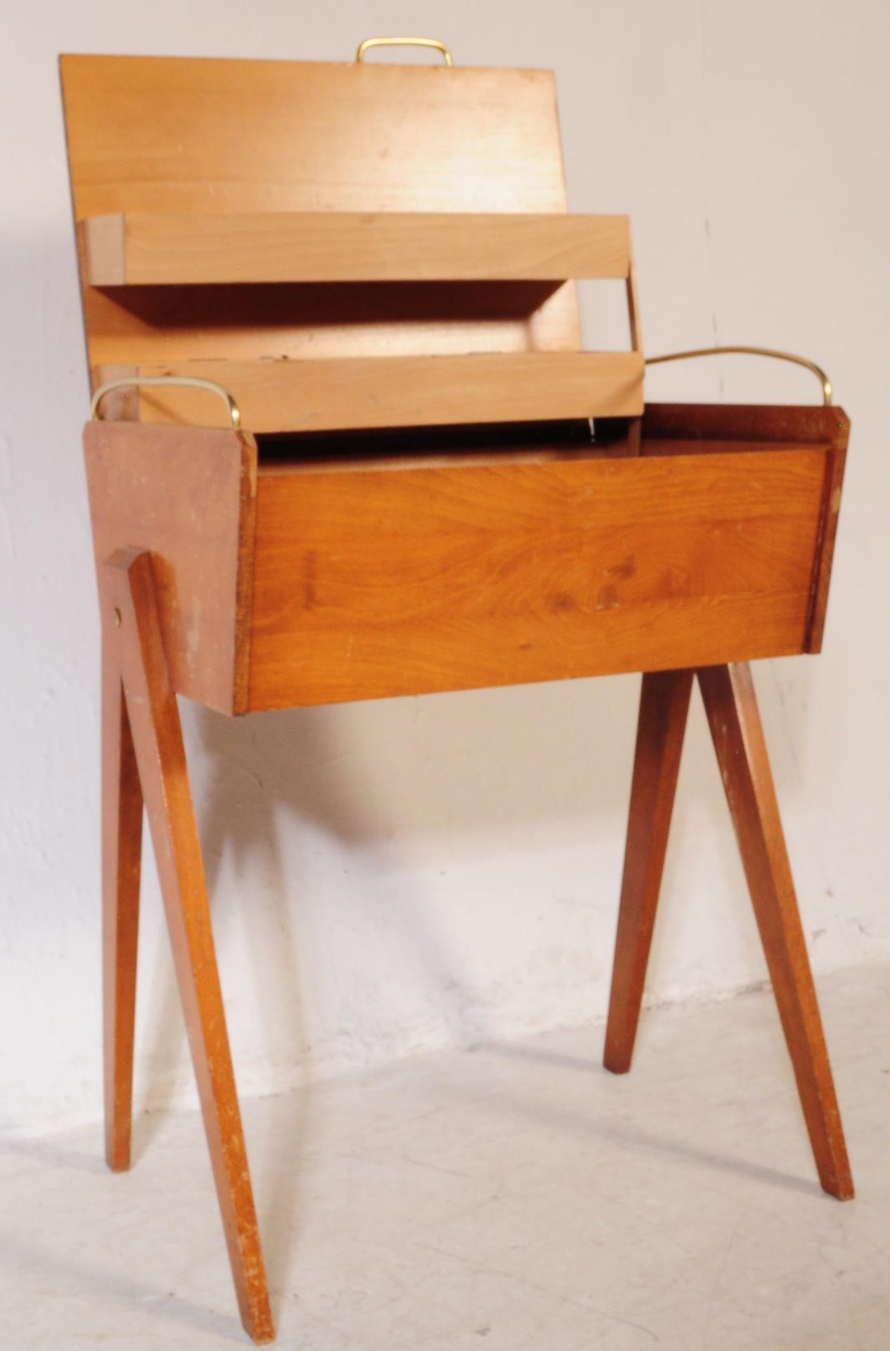 RETRO MID CENTURY TEAK METAMORPHIC SEWING BOX - Image 2 of 5