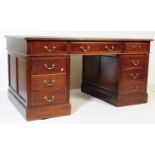 20TH CENTURY VICTORIAN REVIVAL MAHOGANY PEDESTAL DESK