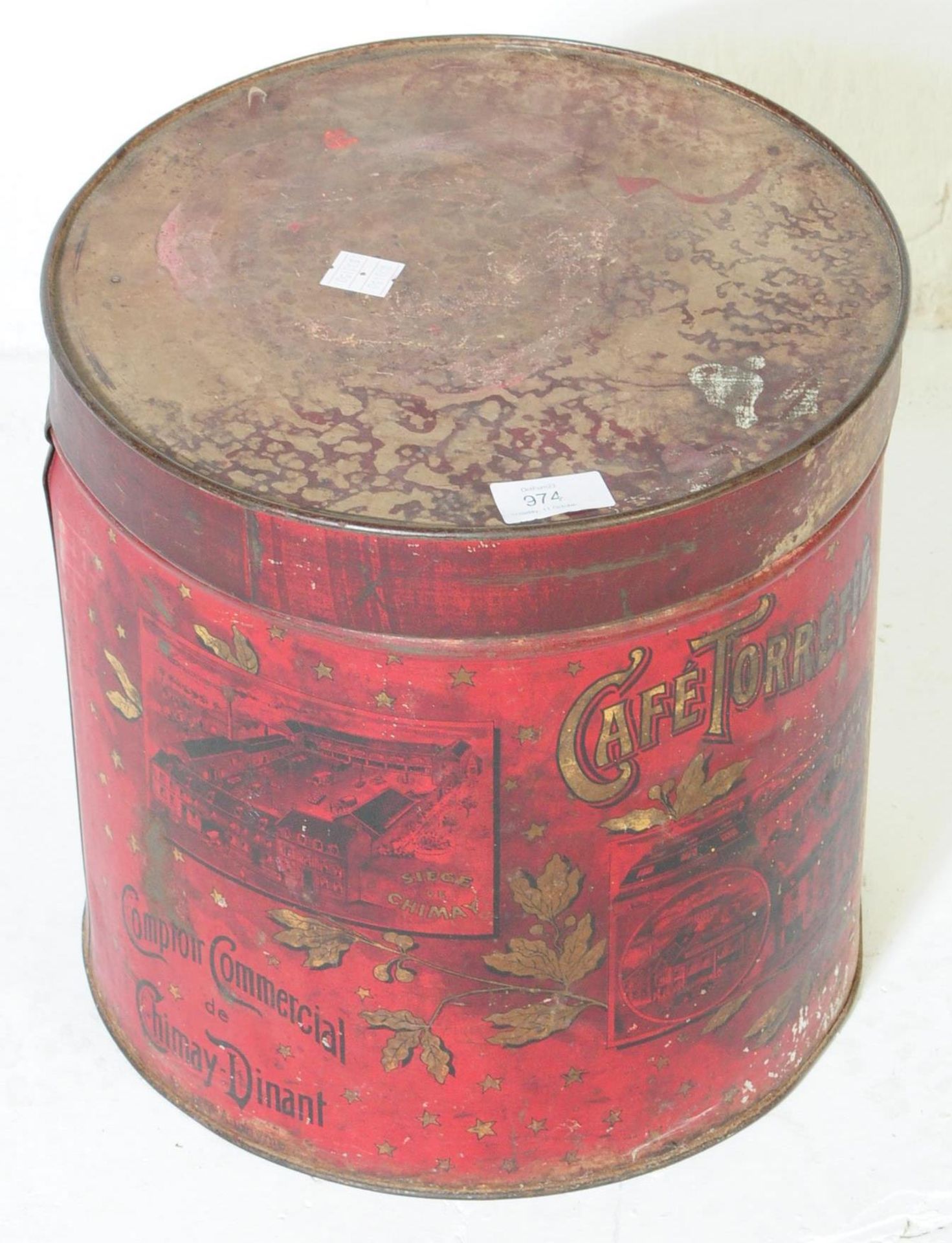 LARGE EARLY 20TH CENTURY FRENCH METAL COFFEE TIN - Image 2 of 7