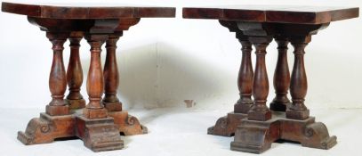 PAIR OF 20TH CENTURY HARDWOOD PEDESTAL SIDE TABLES