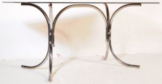 20TH CENTURY 1970S SMOKED GLASS AND CHROME DINING TABLE