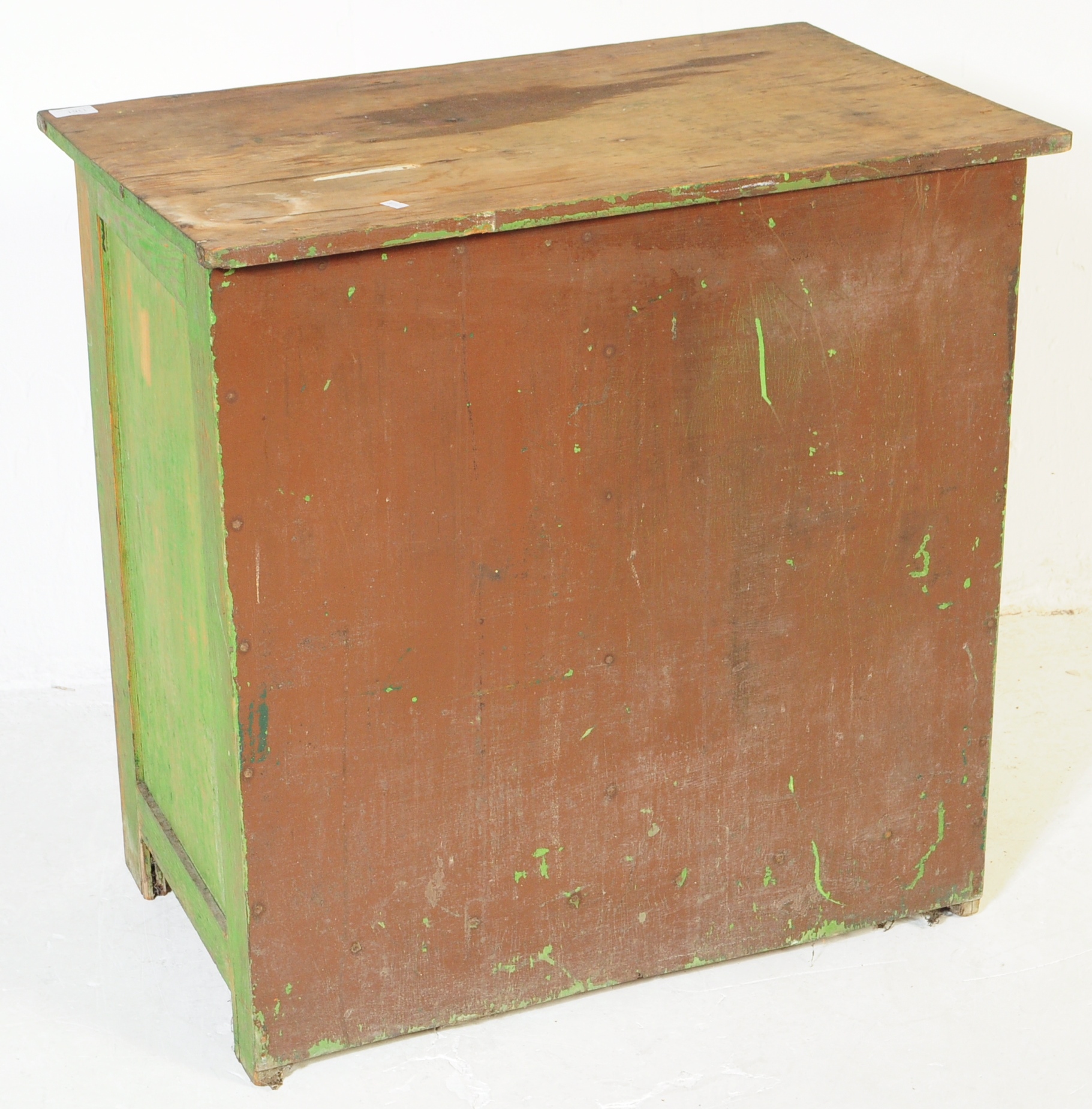 19TH CENTURY COUNTRY PAINTED PINE LINEN CUPBOARD CHEST - Image 6 of 7