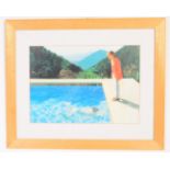 DAVID HOCKNEY POOL WITH TWO FIGURES PAINTING PRINT