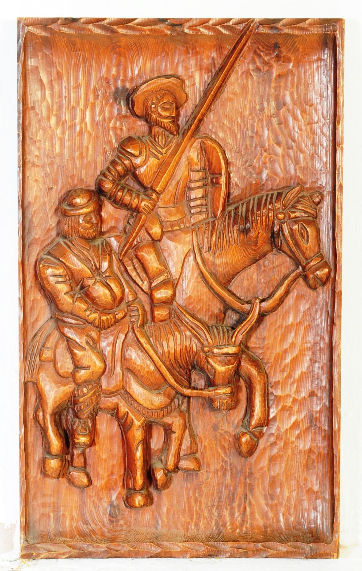 VINTAGE 20TH CENTURY CARVED OAK PANEL OF DON QUIXOTE