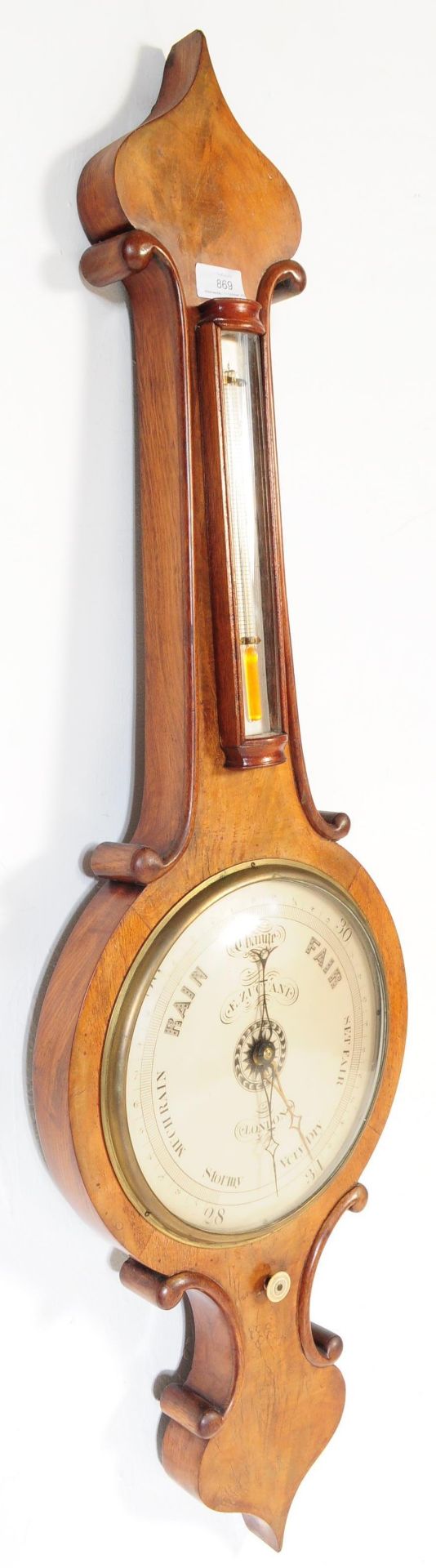 19TH CENTURY E. ZUCCANI MAHOGANY BANJO BAROMETER - Image 4 of 6