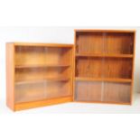 TWO RETRO MID 20TH CENTURY TEAK GLAZED BOOKCASES