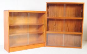 TWO RETRO MID 20TH CENTURY TEAK GLAZED BOOKCASES