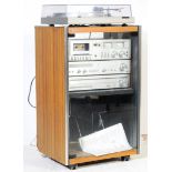 MID 20TH CENTURY TEAK & GLASS RECORD CABINET WITH PANASONIC