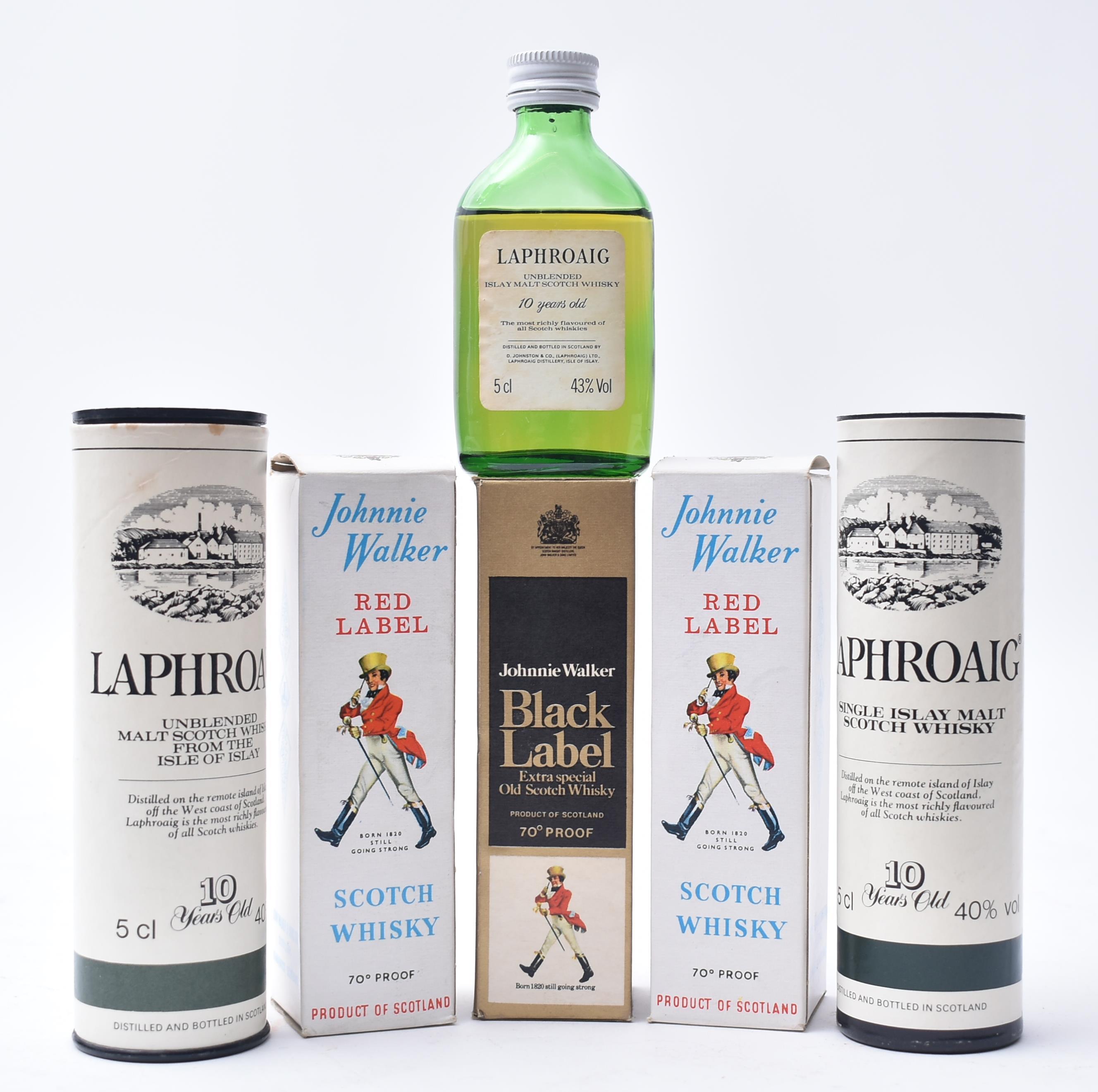 LAPHROAIG & JOHNNY WALKER - SCOTCH WHISKY MINIATURE BOTTLES