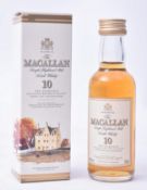 TWO ' THE MACALLAN ' 10 YEARS OLD MINIATURE WHISKY BOTTLES