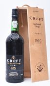 CROFT LATE BOTTLED VINTAGE PORT 1990 HARVEST IN WOODEN CASE