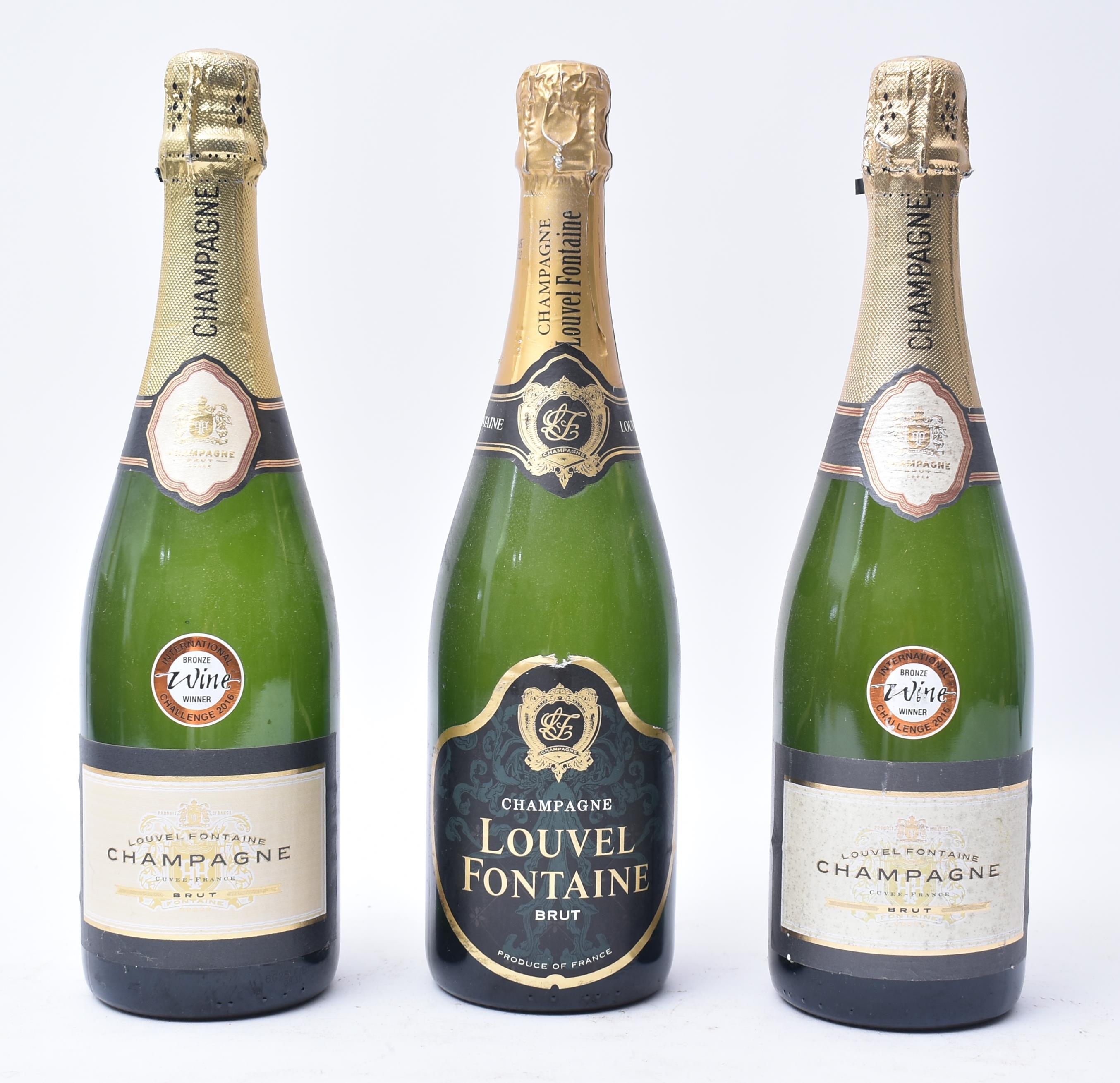 THREE LOUVEL FONTAINE BRUT CHAMPAGNE BOTTLE