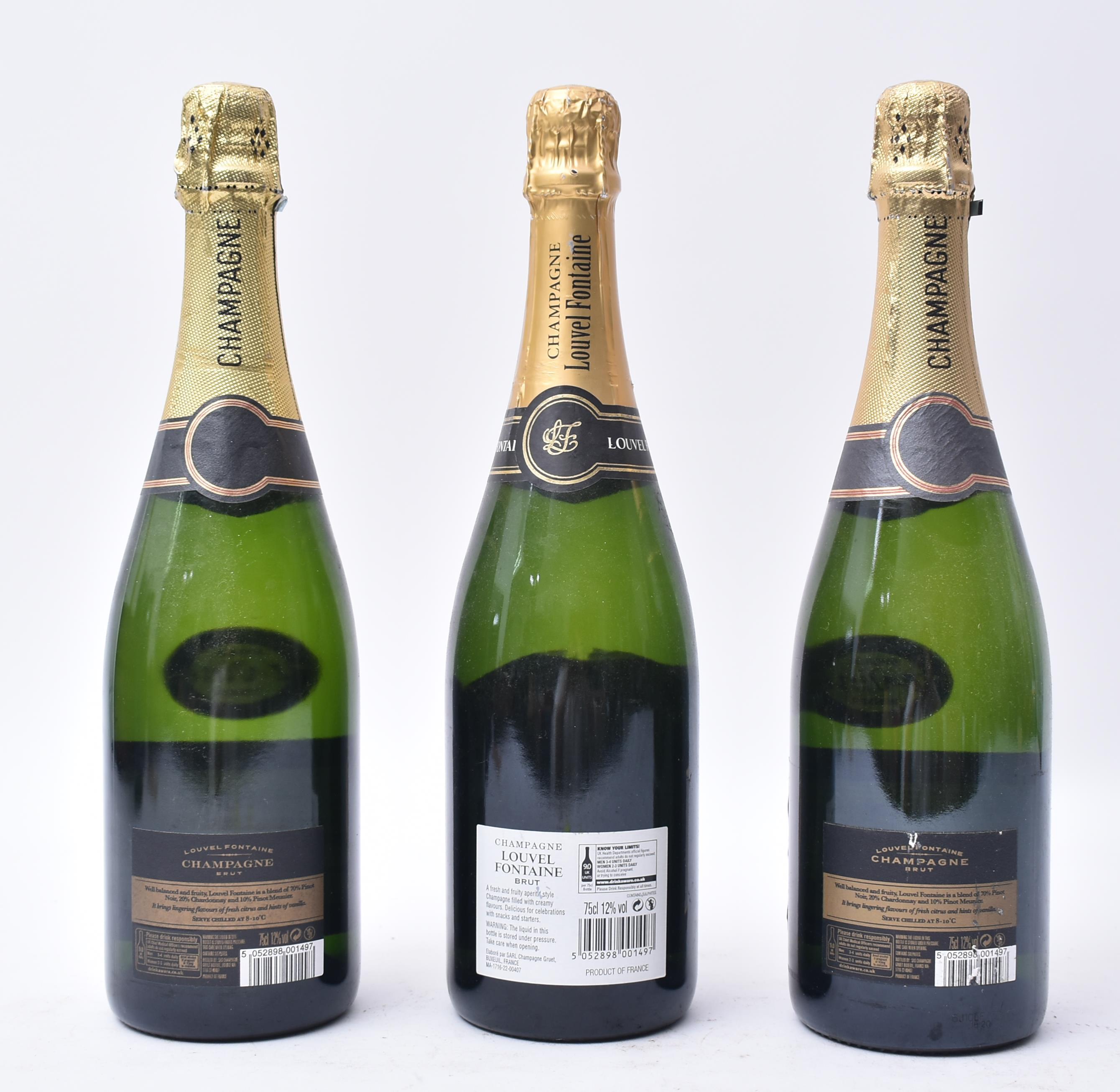 THREE LOUVEL FONTAINE BRUT CHAMPAGNE BOTTLE - Image 3 of 3