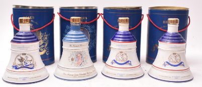 FOUR BELL'S SCOTCH WHISKY ROYAL COMMEMORATIVE DECANTERS