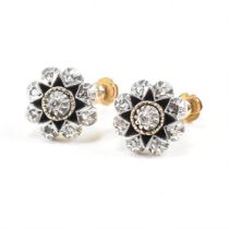 PAIR OF EARLY 20TH CENTURY DIAMOND CLUSTER EARRINGS
