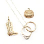 9CT GOLD PENDANT NECKLACE & CHARMS