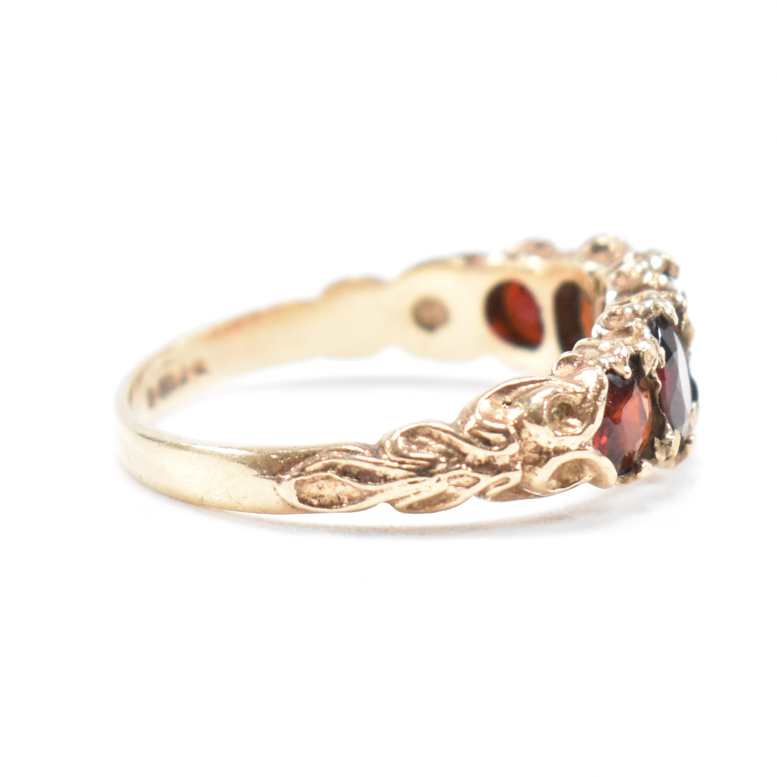 VINTAGE HALLMARKED 9CT GOLD & GARNET FIVE STONE RING - Image 4 of 10