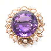 EARLY 20TH CENTURY AMETHYST & PEARL BROOCH BROOCH PIN