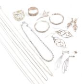 COLLECTION OF SILVER & WHITE METAL JEWELLERY