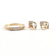 HALLMARKED 9CT GOLD GEMSET RING & 9CT GOLD STUD EARRINGS