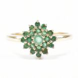 HALLMARKED 9CT GOLD & EMERALD CLUSTER RING