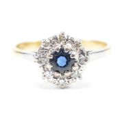 18CT GOLD SAPPHIRE & DIAMOND CLUSTER RING