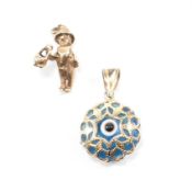 TWO NOVELTY GOLD PENDANT CHARMS