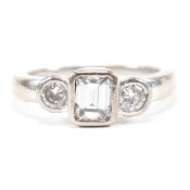 HALLMARKED 18CT WHITE GOLD & DIAMOND THREE STONE RING