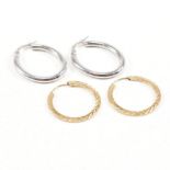 9CT WHITE GOLD EARRINGS & YELLOW METAL EARRINGS