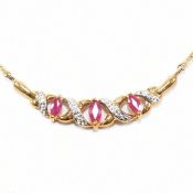 HALLMARKED 9CT GOLD & RUBY PENDANT NECKLACE