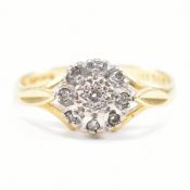 HALLMARKD 18CT GOLD & DIAMOND CLUSTER RING