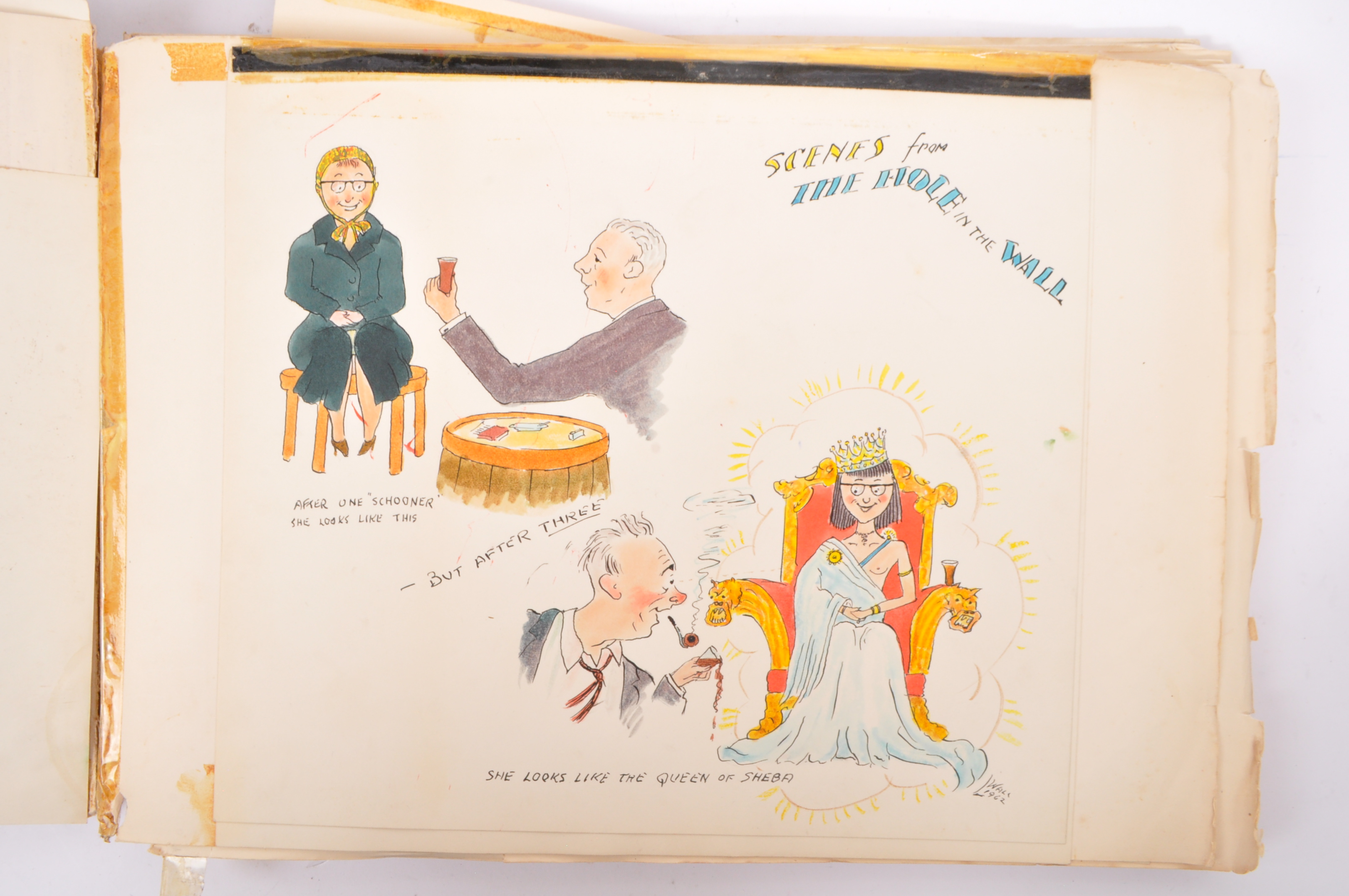 MID CENTURY PEN, INK & COLOUR SKETCHES & CARICATURES - Image 8 of 8