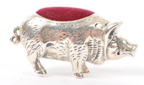WHITE METAL BOAR PIN CUSHION STAMPED 925 STERLING