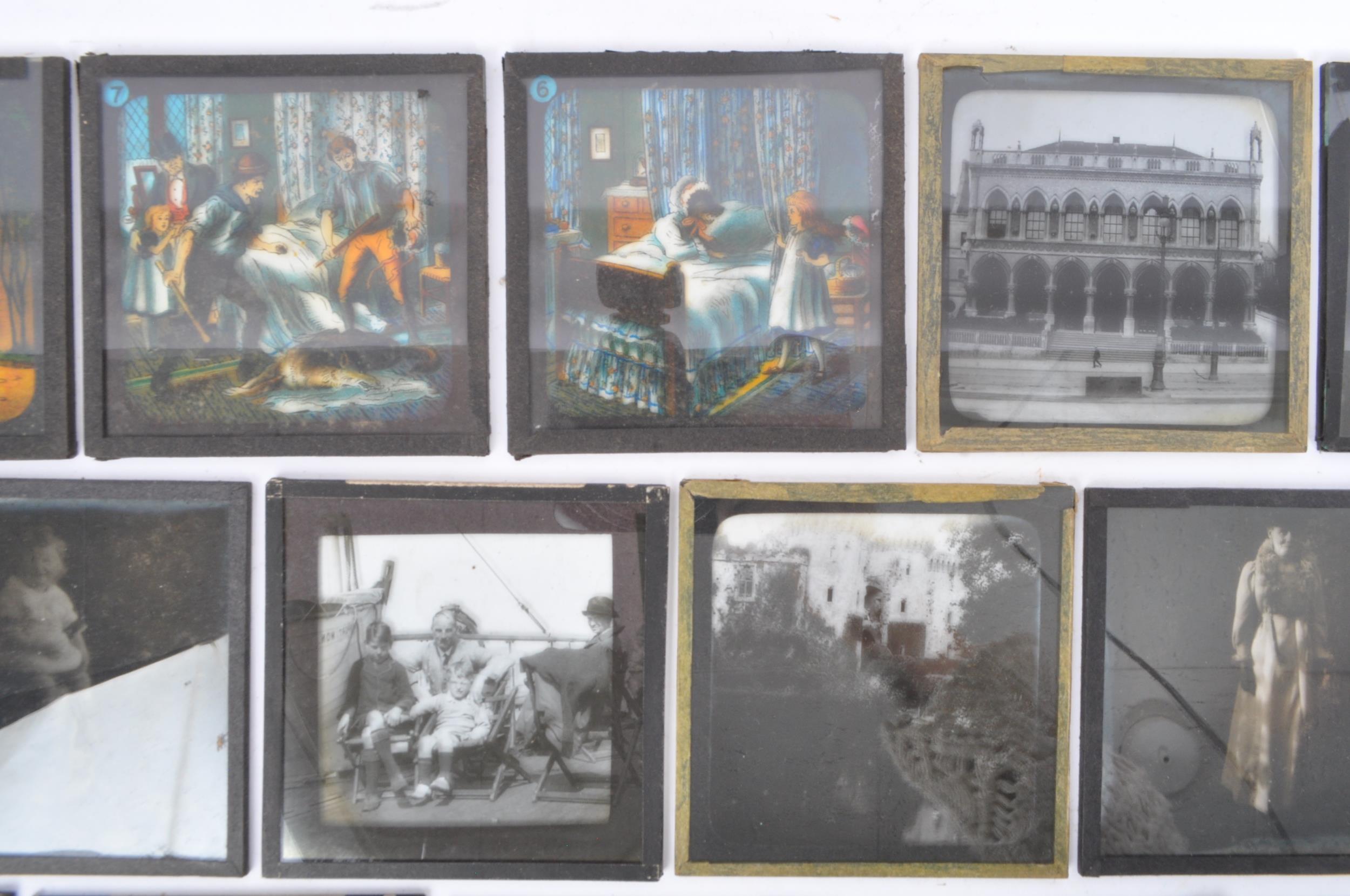 COLLECTION OF EARLY 20TH CENT MAGIC LANTERN COLOUR B&W SLIDES - Image 5 of 7