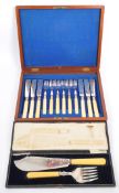 TWO SETS OF EARLY 20TH CENTURY FISH SET & FISH SERVING CUTLERY