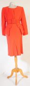VALENTINO COUTURE VINTAGE CORAL SILK SKIRT SUIT
