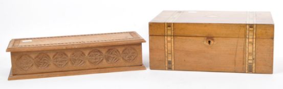 TWO EARLY 20TH CENTURY WOODEN BOXES - MARQQUETRY INLAY