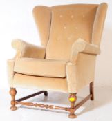 VINTAGE 20TH CENTURY OAK WING BACK ARMCHAIR