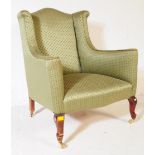 19TH CENTURY VICTORIAN GREEN UPHOLSTERED ARMCHAIR