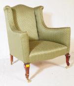 19TH CENTURY VICTORIAN GREEN UPHOLSTERED ARMCHAIR